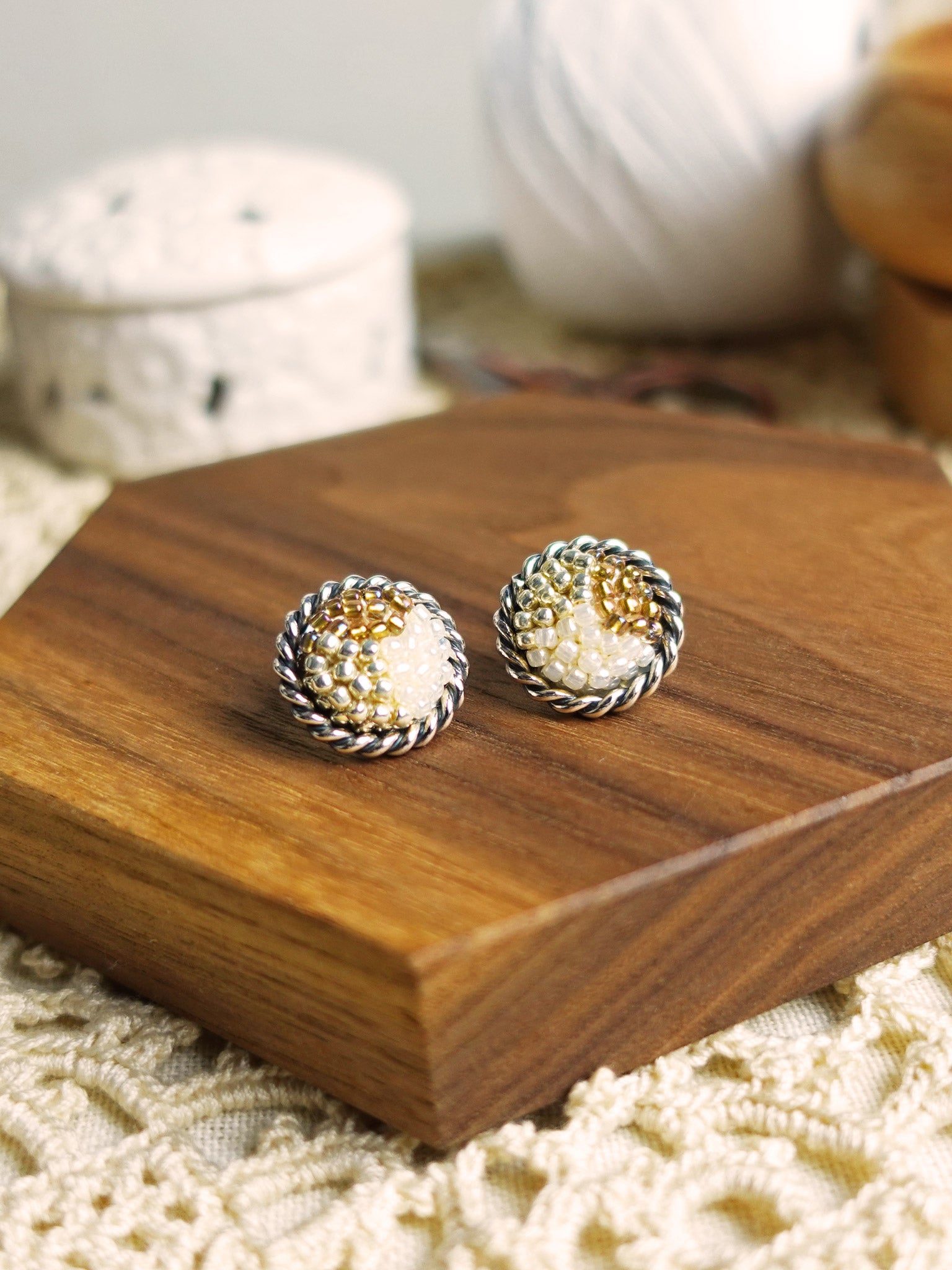 Marjorie Stud Earrings in Caramel Brown Display