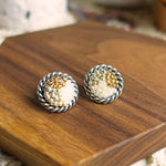 Marjorie Stud Earrings in Caramel Brown Front