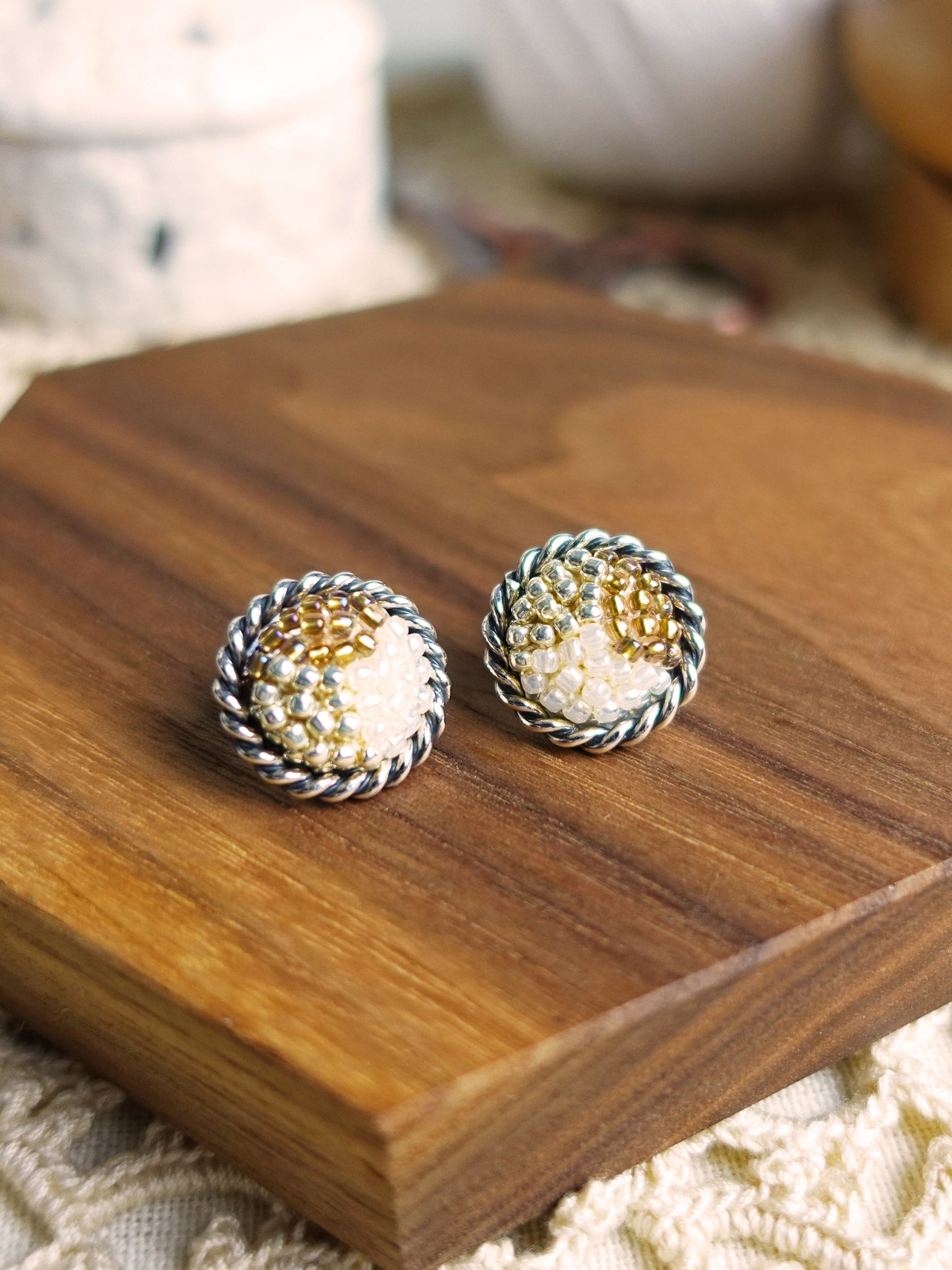 Marjorie Stud Earrings in Caramel Brown Front