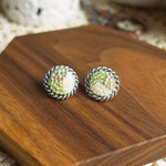 Marjorie Stud Earrings in Lime Green Front