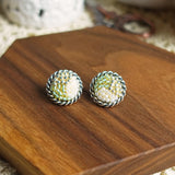 Marjorie Stud Earrings in Lime Green Front