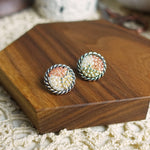 Marjorie Stud Earrings in Strawberry Red Front