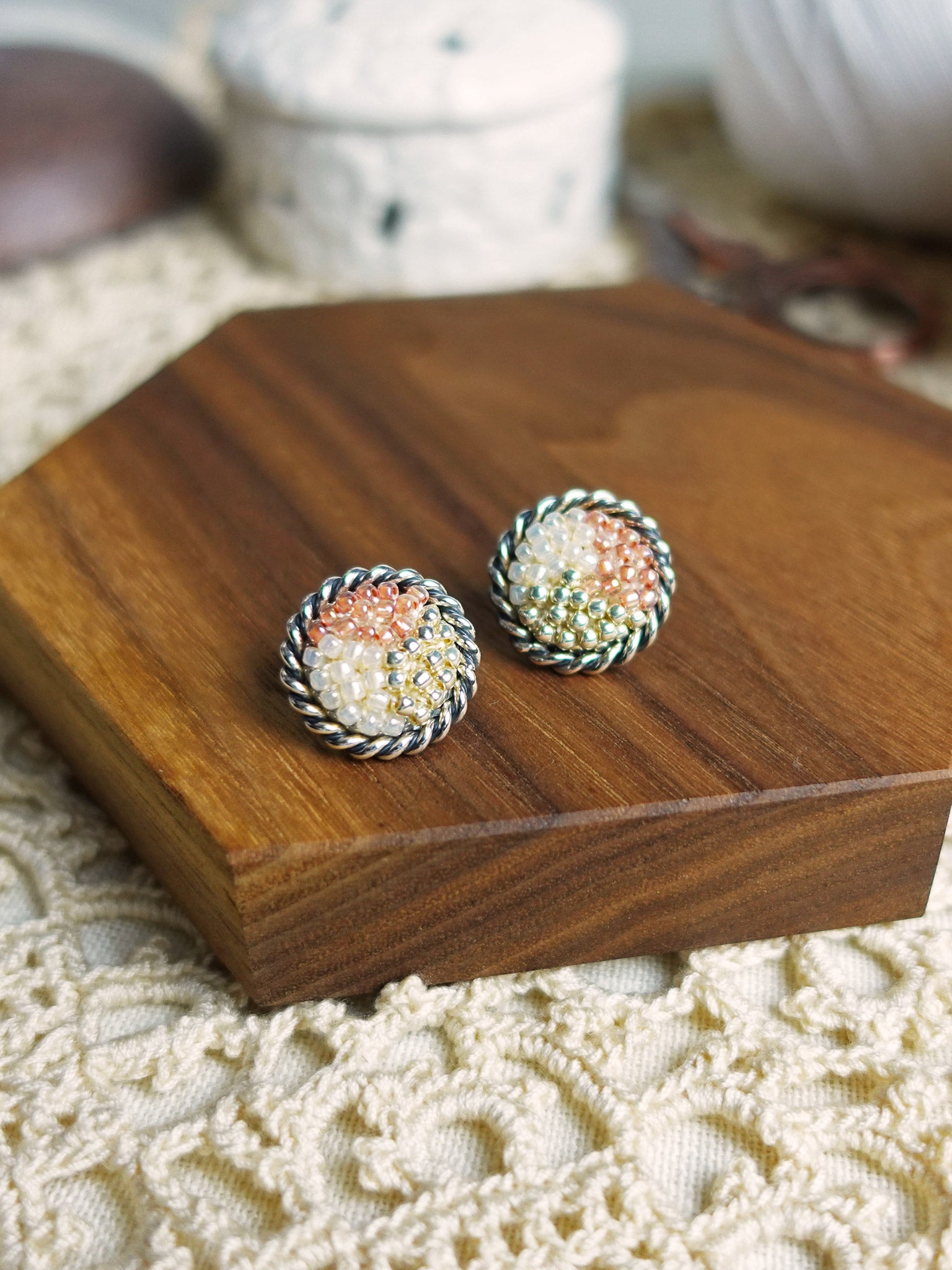 Marjorie Stud Earrings in Strawberry Red Front