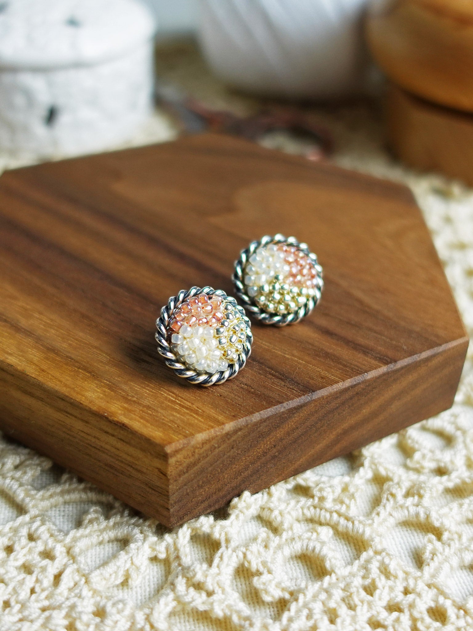 Marjorie Stud Earrings in Strawberry Red Side