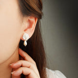 Marshmallow Ariel Teardrop Mariota Earrings Model