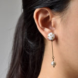 Meghan Pearl Pendulum Earrings Model