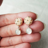 Moonstone Blush Pink Petite Drop Earrings I Model