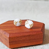 Octavia Stud Earrings in White Display Front 2