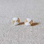 Octavia Stud Earrings in White Front