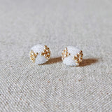 Octavia Stud Earrings in White Front