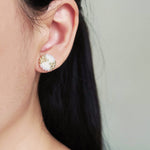 Octavia Stud Earrings in White Model