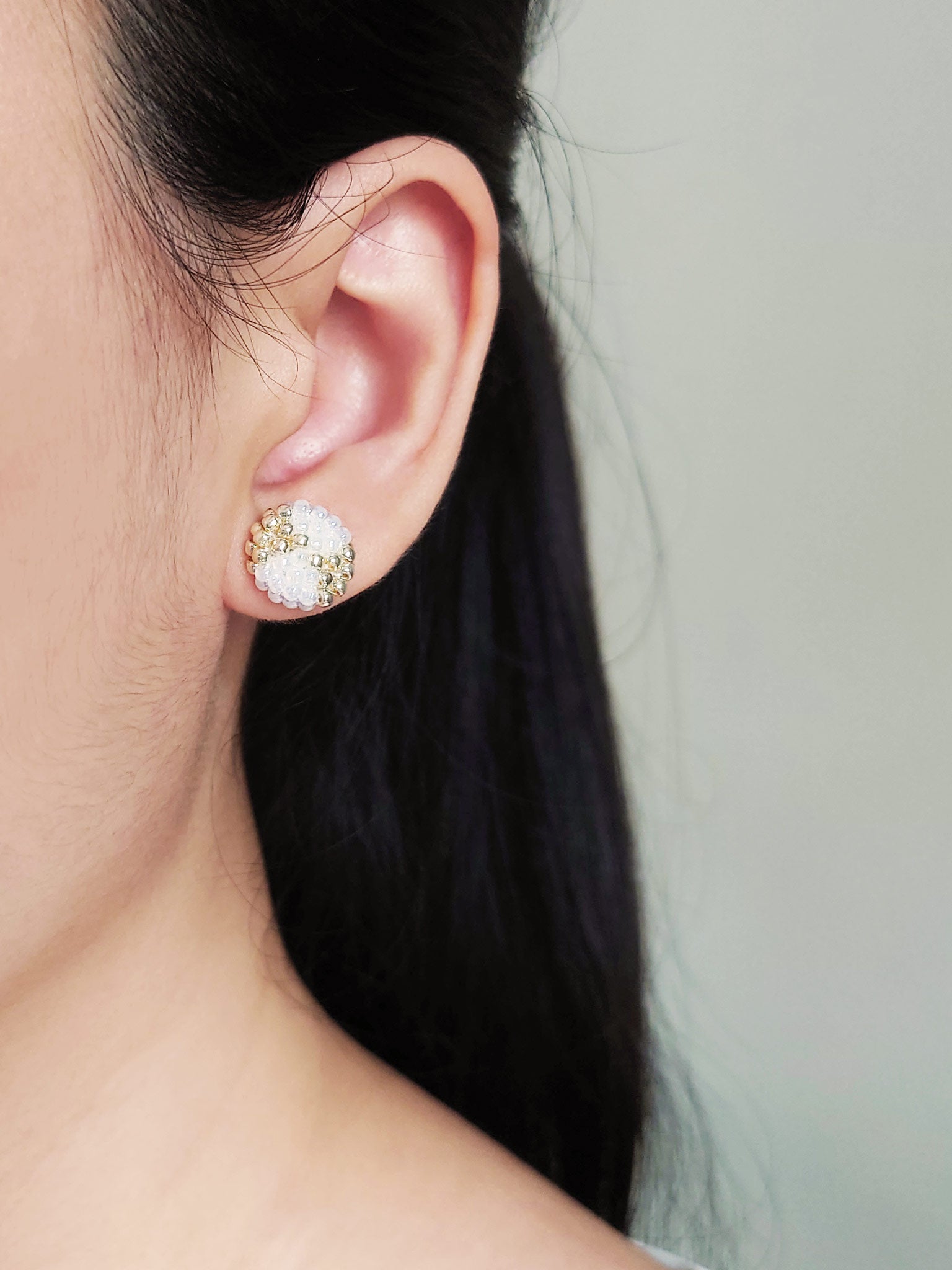 Octavia Stud Earrings in White Model