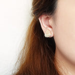 Onigiri Stud Earrings in Peach Model 2