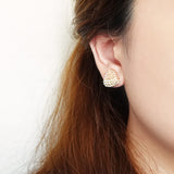 Onigiri Stud Earrings in Peach Model 2