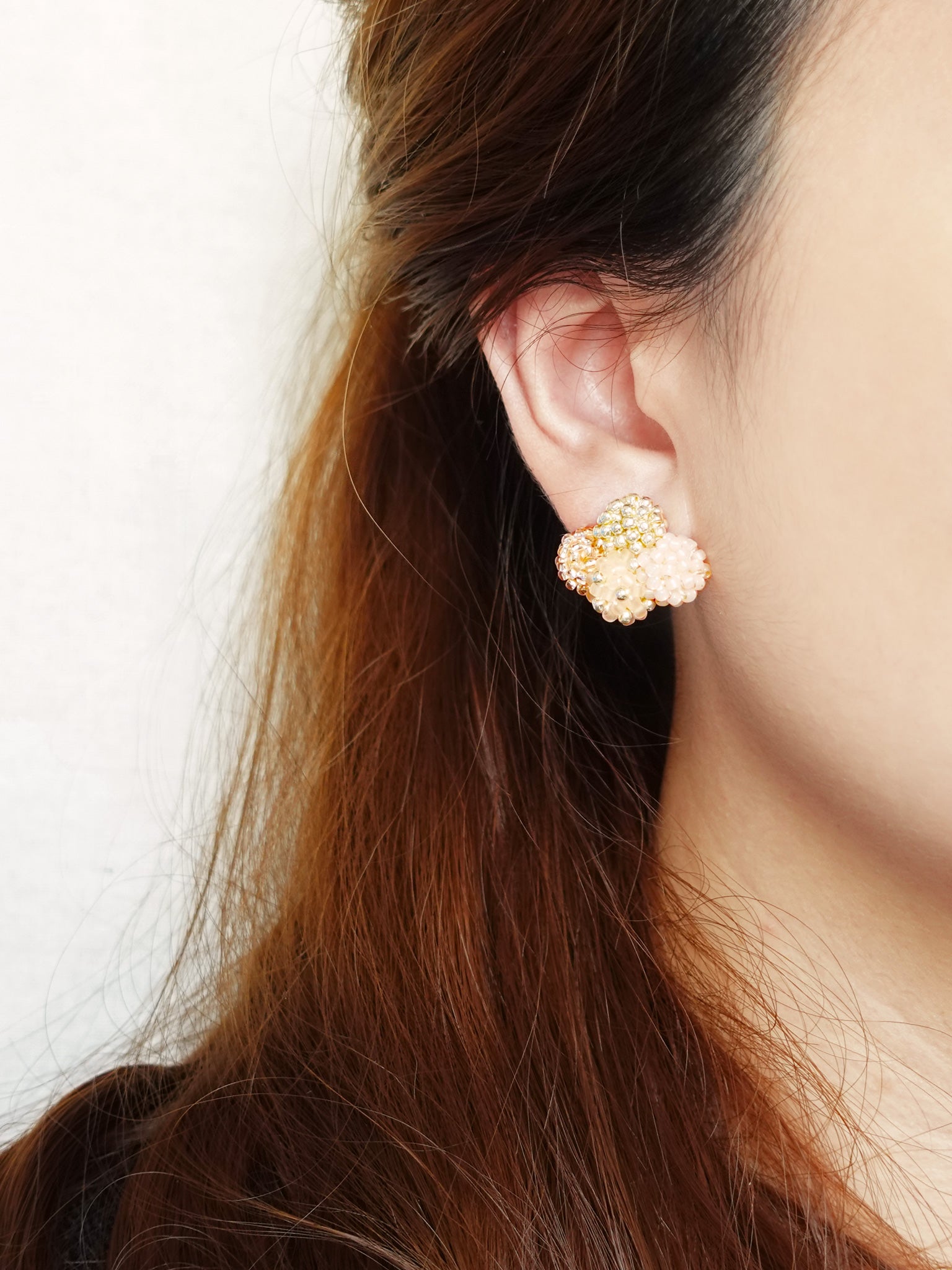 Orion X Earrings in Peach Model