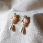 Orion Y Teardrop Earrings in Peach Right