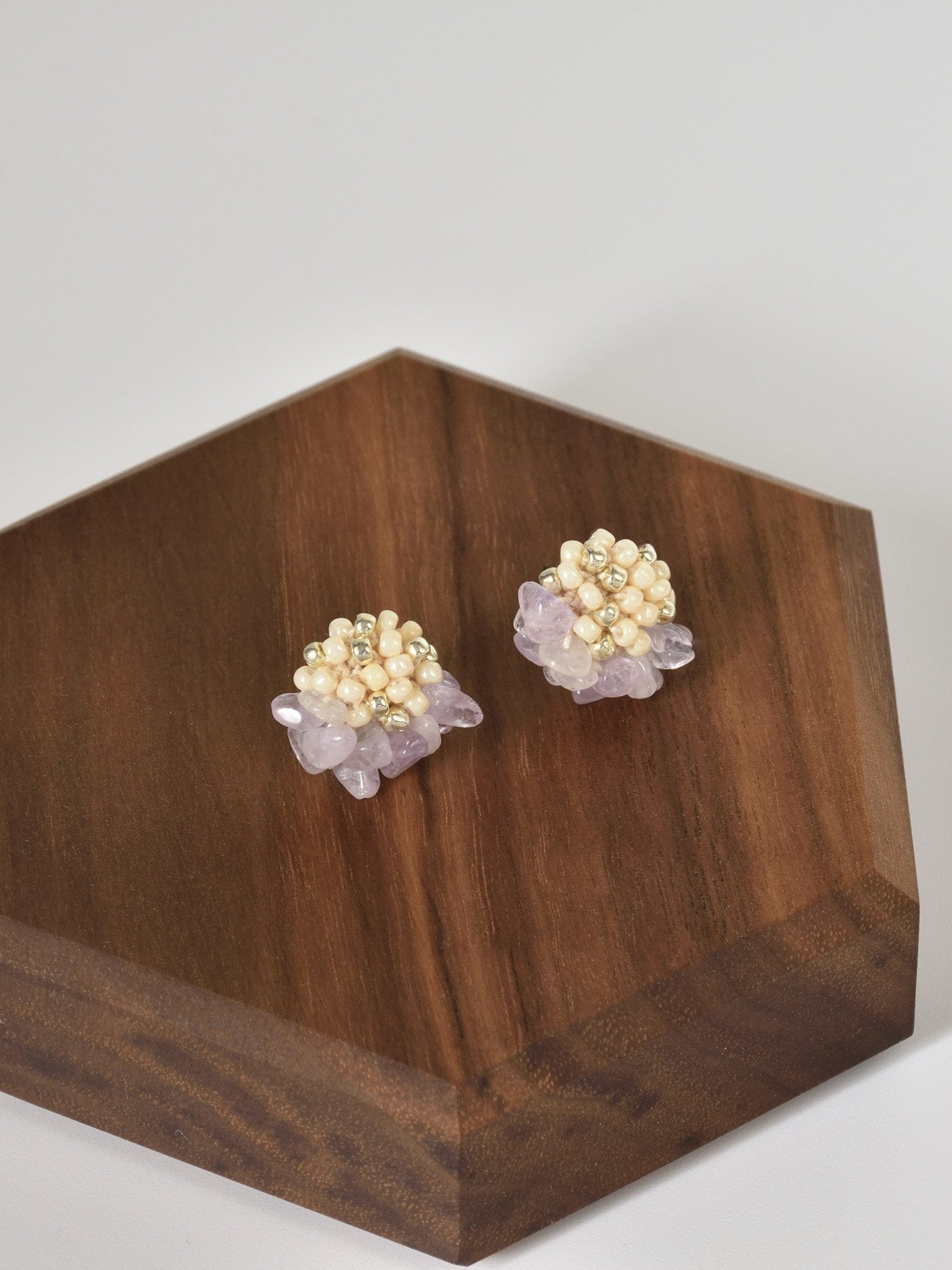 Priscilla Light Amethyst Chip Stud Earrings Front