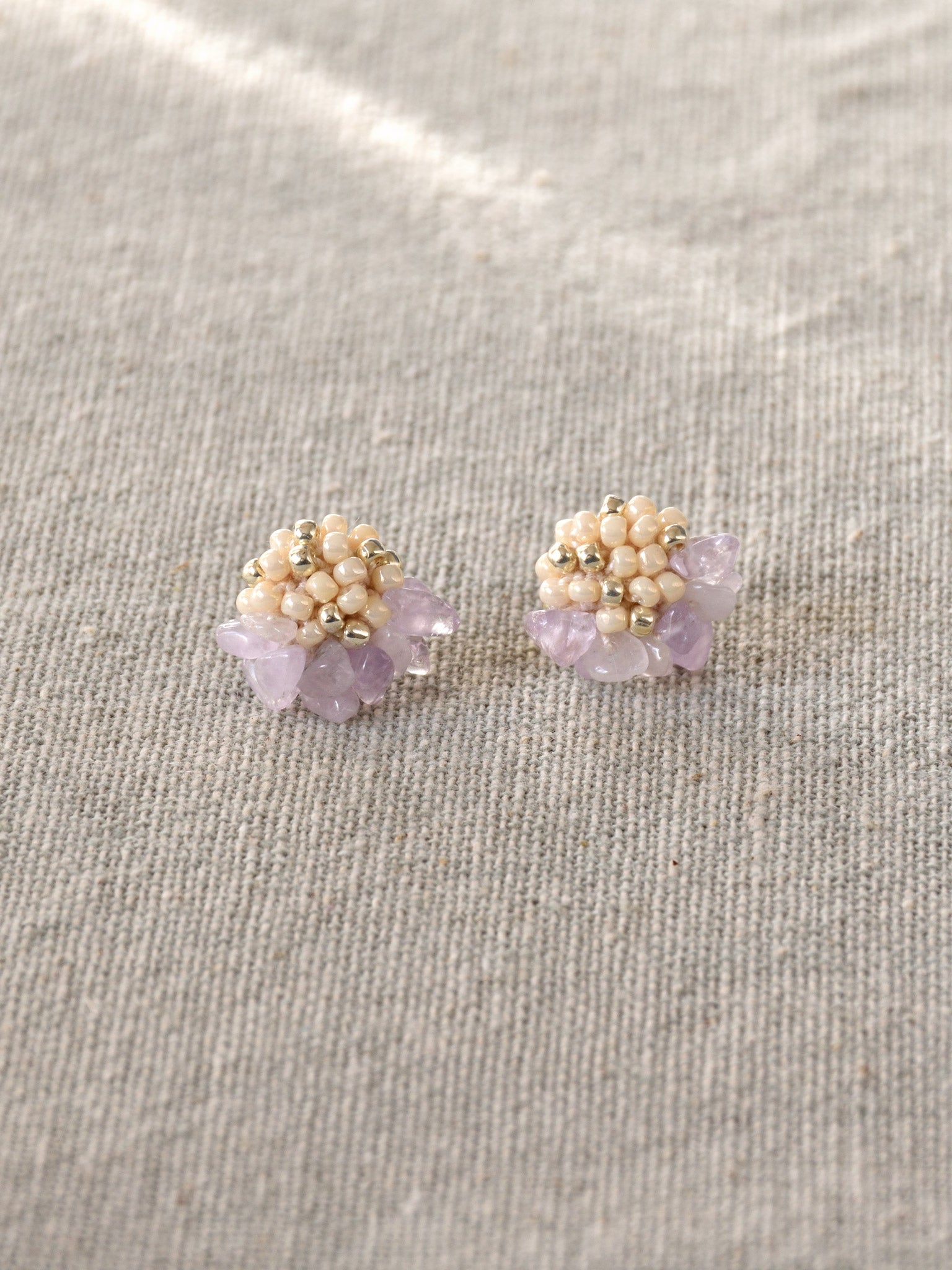Priscilla Light Amethyst Chip Stud Earrings Display