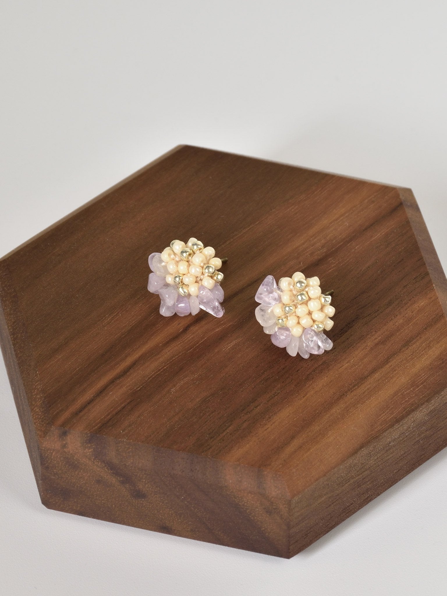 Priscilla Light Amethyst Chip Stud Earrings Top