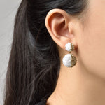 Phobos and Deimos Last Quarter Drop Earrings in White Model