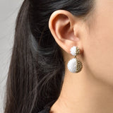 Phobos and Deimos Last Quarter Drop Earrings in White Model