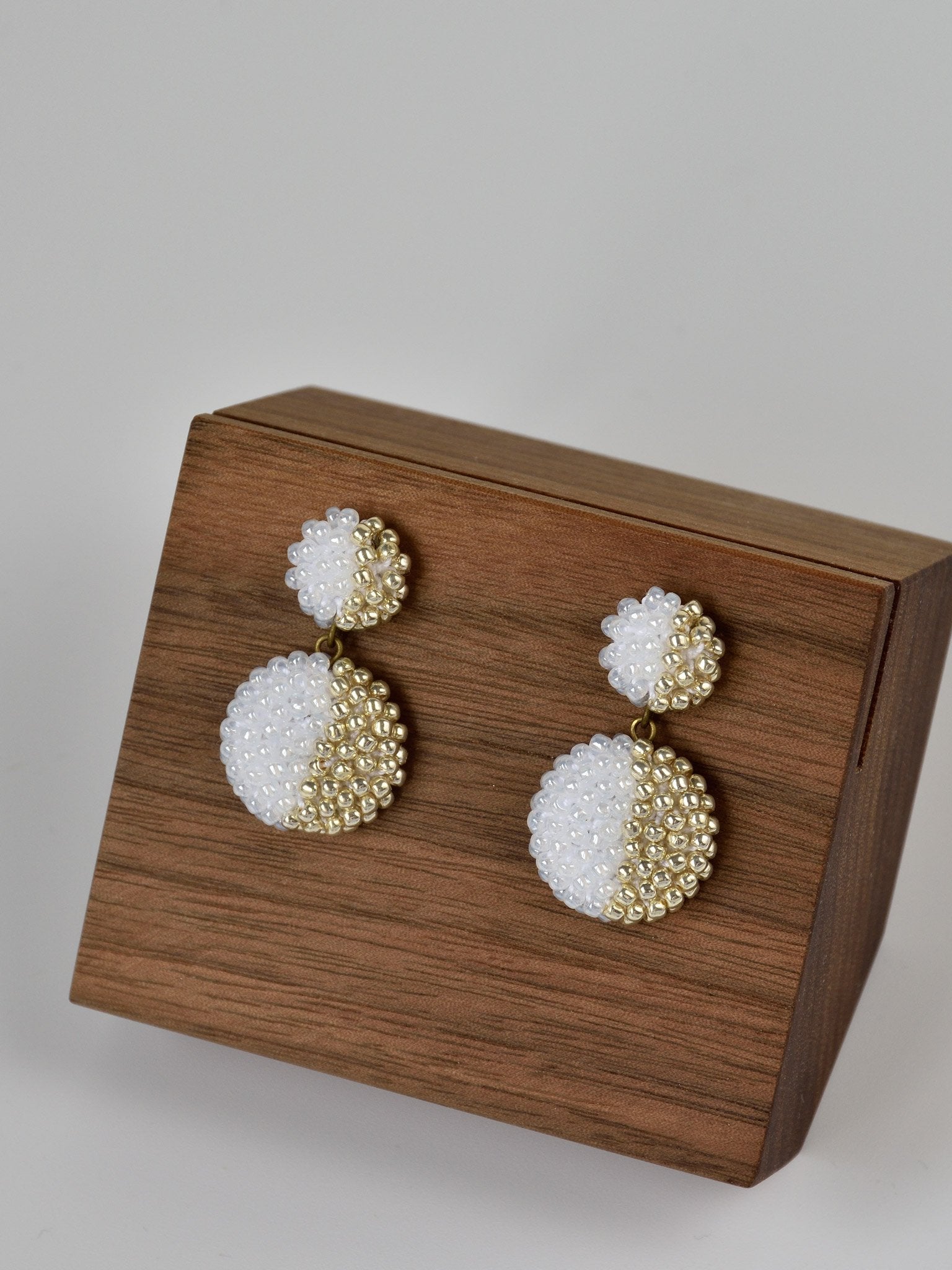 Phobos and Deimos Last Quarter Drop Earrings in White Left