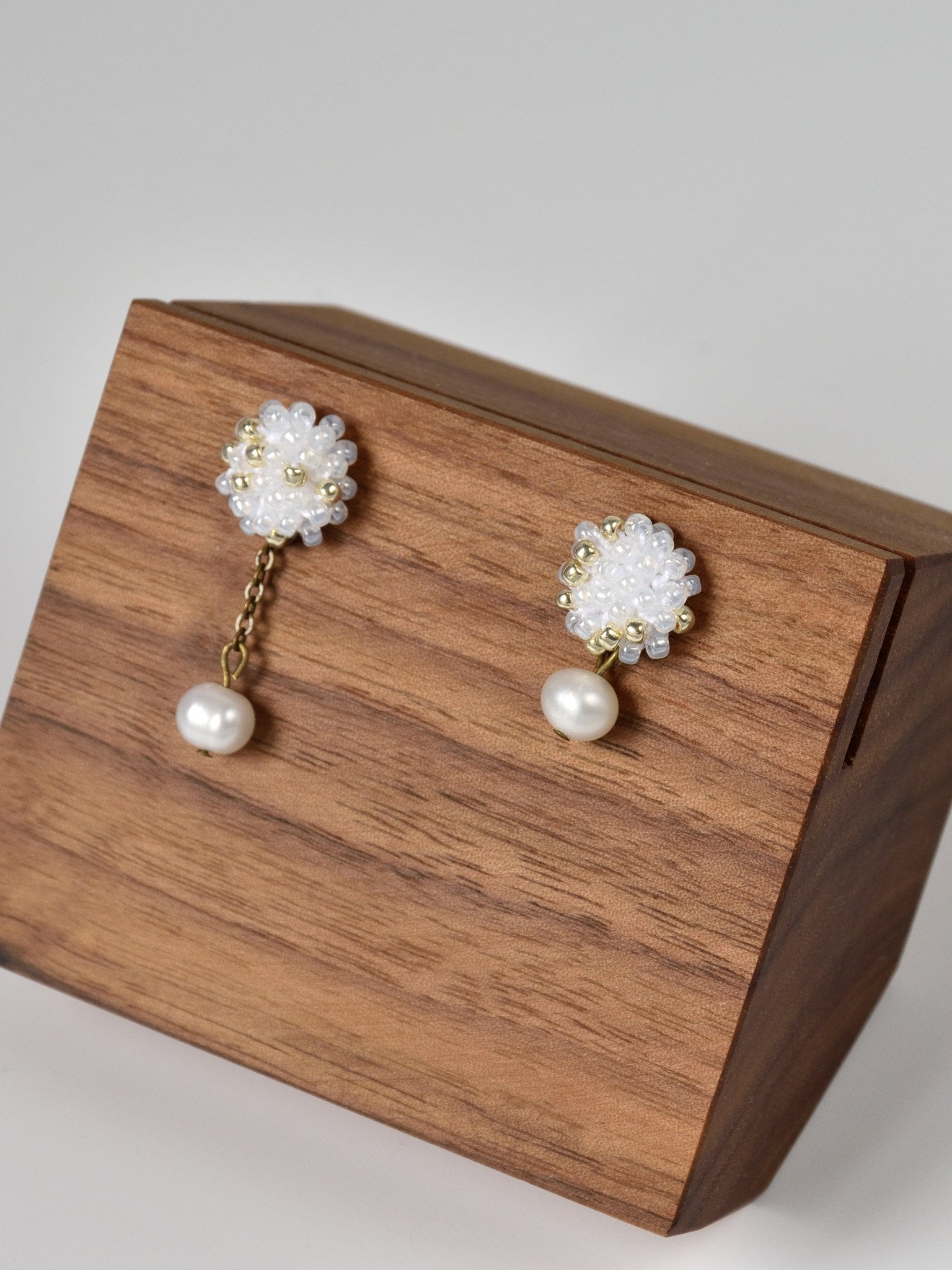 Margarita Poise Freshwater Pearl Mismatched Drop Earrings Left