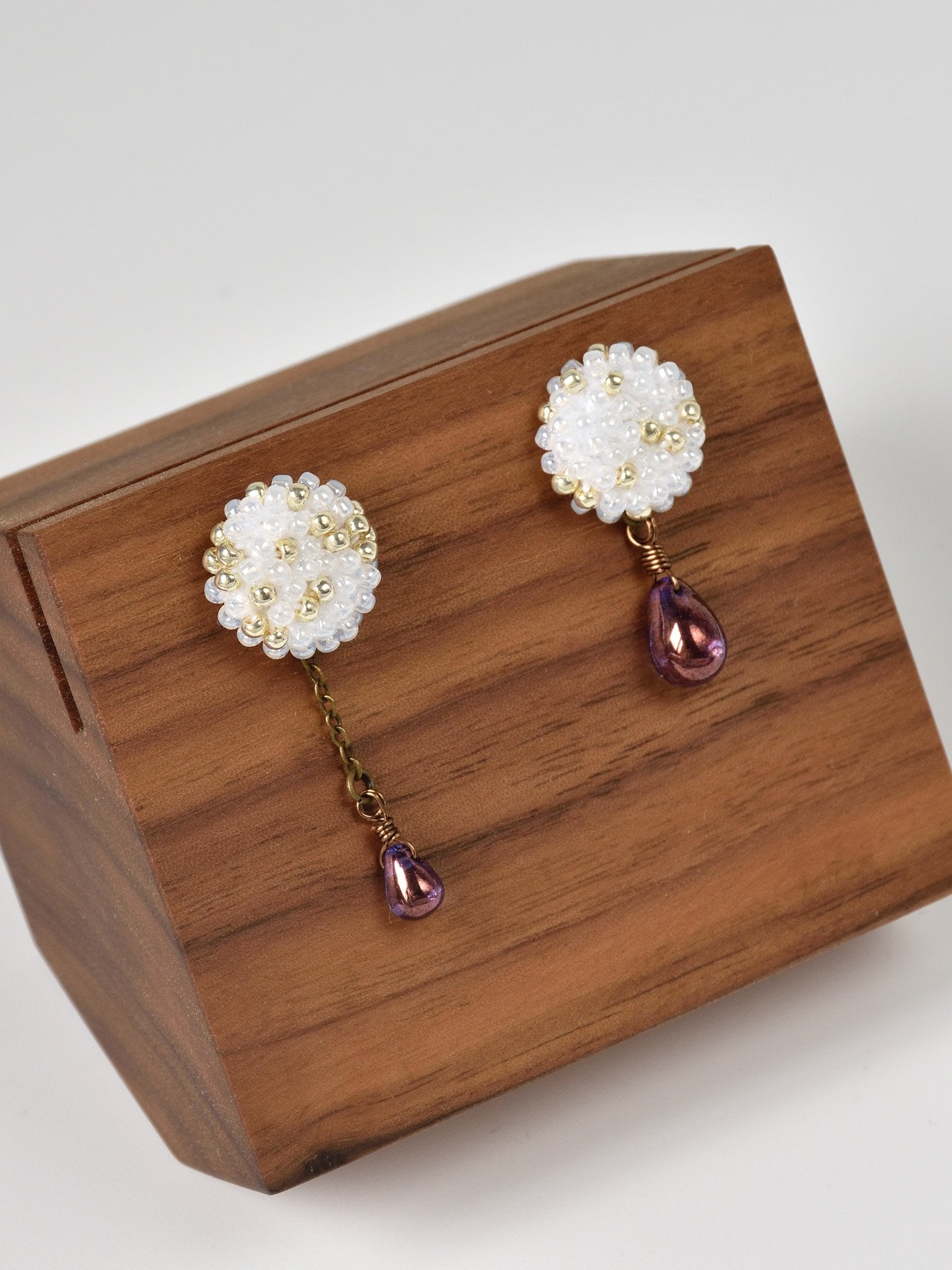 Shizuku Poise Teardrop Glass Mismatched Drop Earrings Right