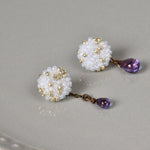 Shizuku Poise Teardrop Glass Mismatched Drop Earrings Detail