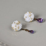 Shizuku Poise Teardrop Glass Mismatched Drop Earrings Detail