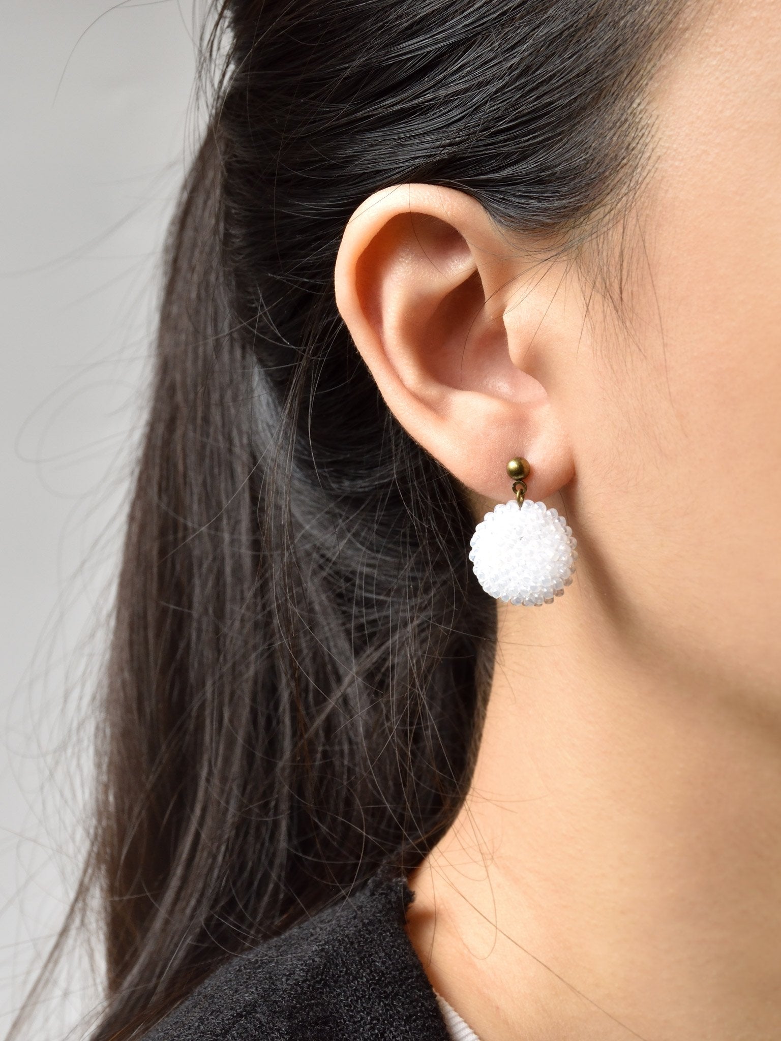 Prelude Delica Drop Earrings in White Model