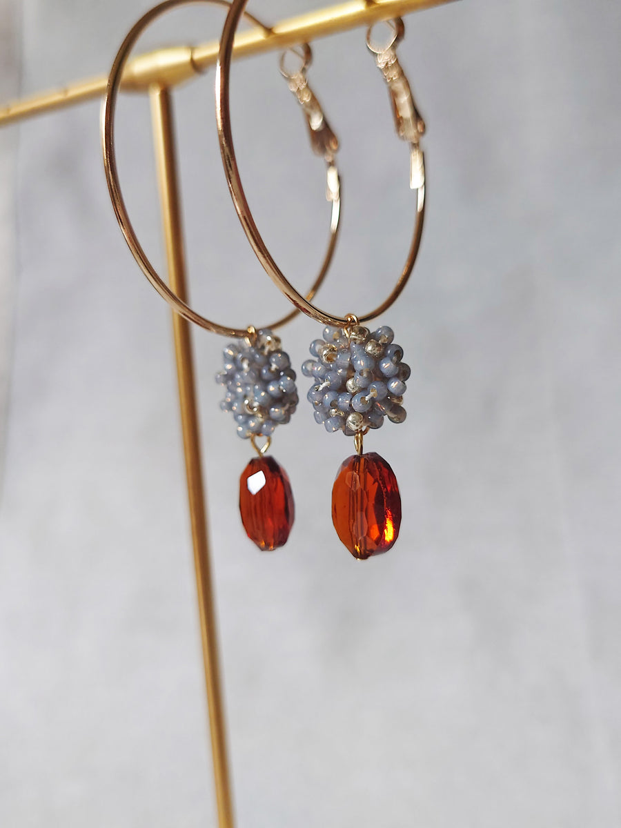 Penelope Ariel Hoop Earrings in Grey Front