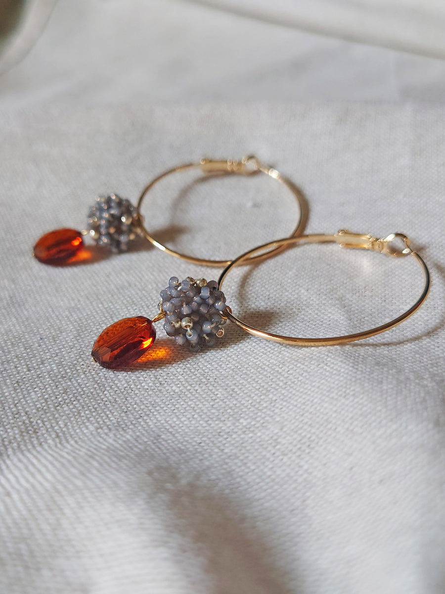 Penelope Ariel Hoop Earrings in Grey Side