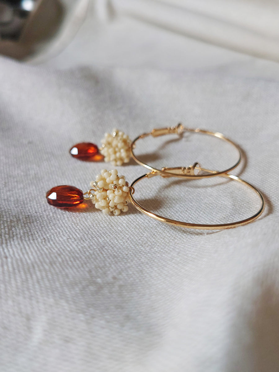Penelope Ariel Hoop Earrings in Milk White Side
