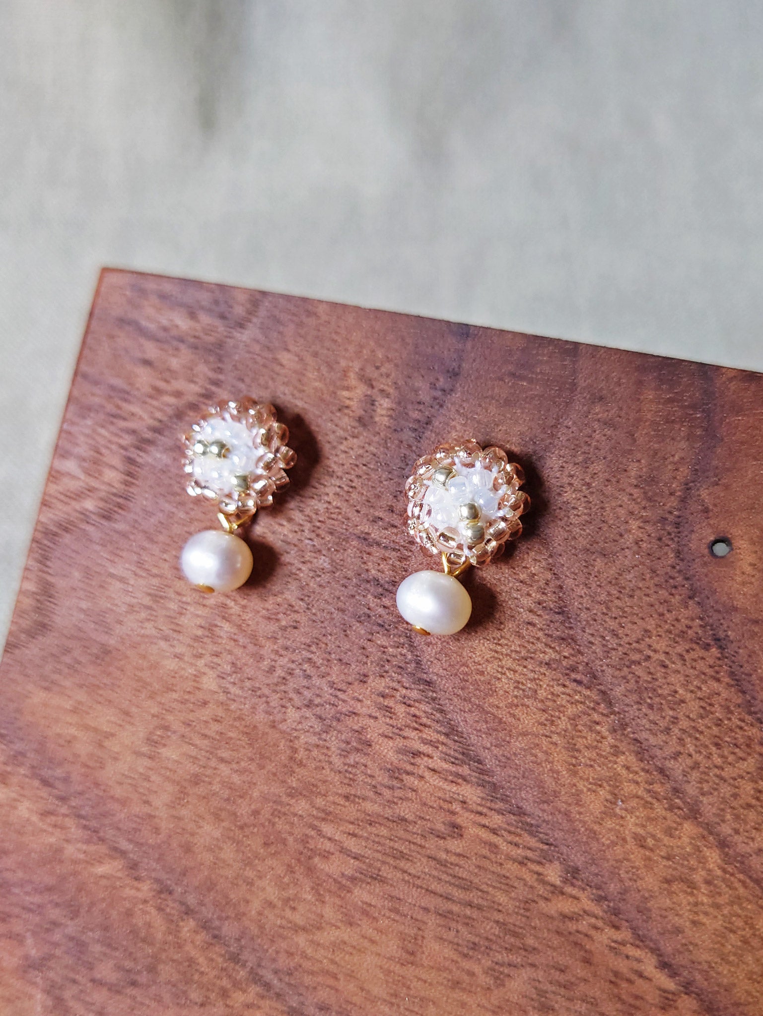 Phoebe Rio Earrings in Champagne Pink Display