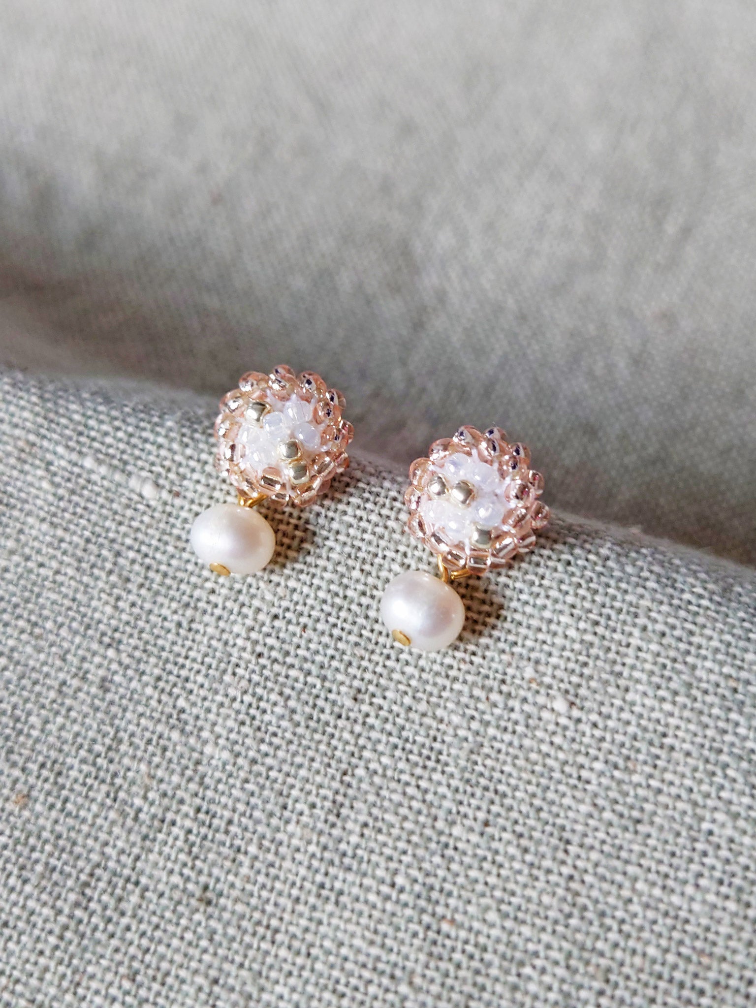 Phoebe Rio Earrings in Champagne Pink Front