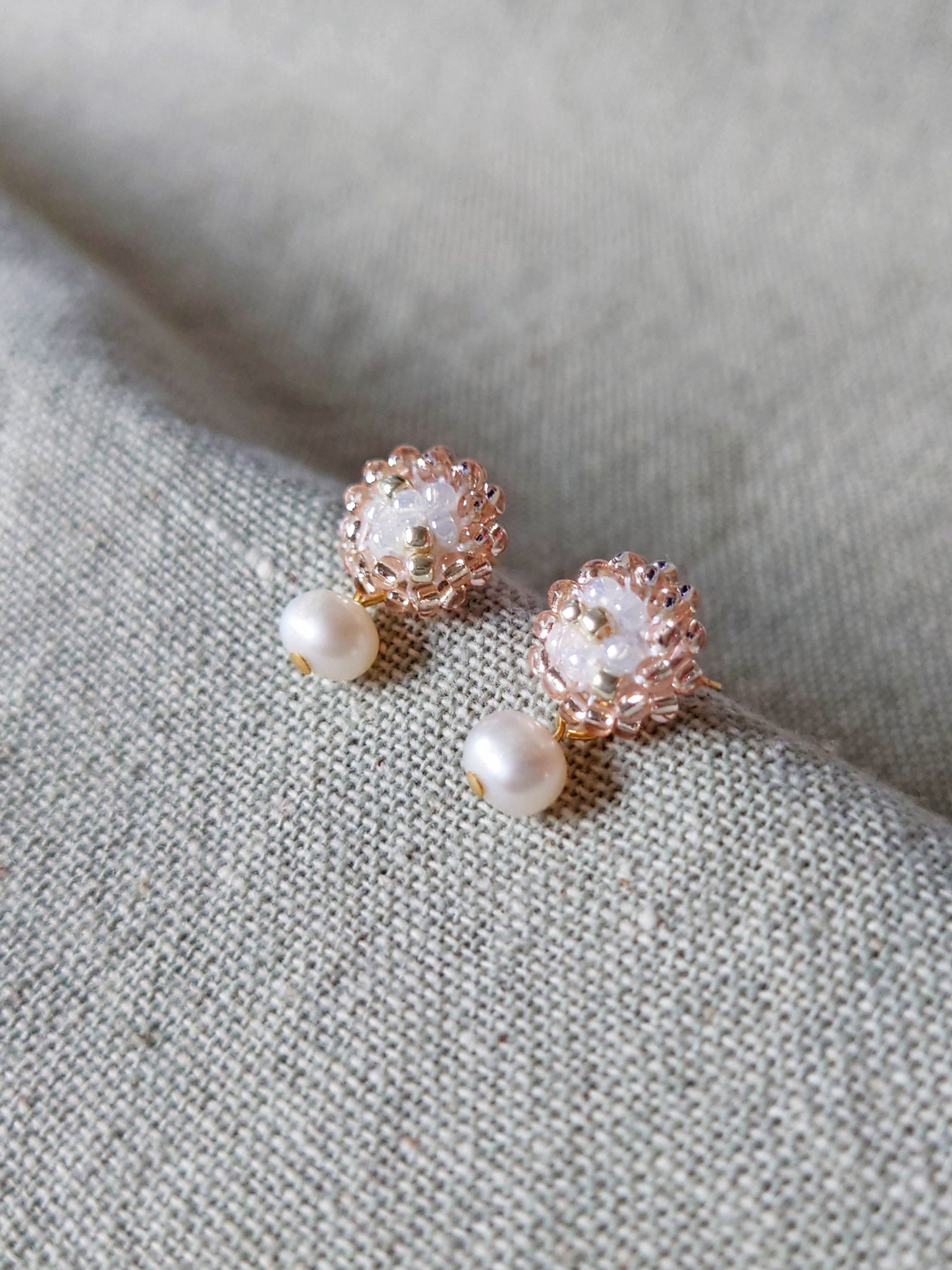 Phoebe Rio Earrings in Champagne Pink Top Side