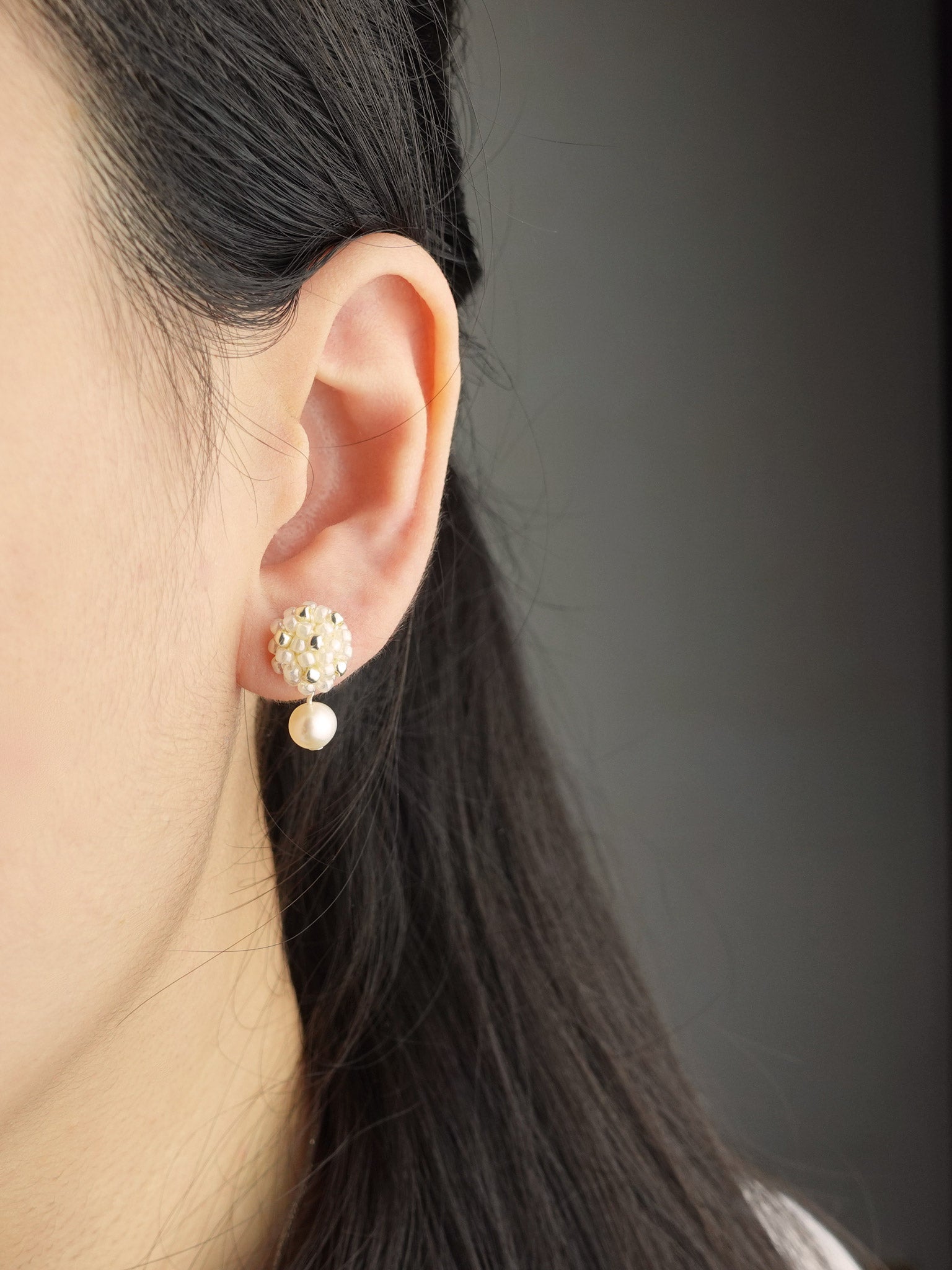 Phoebe Star Dust Earrings in Ivory Model