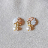 Phoebe Trio Earrings in Champagne Pink Front 1