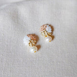 Phoebe Trio Earrings in Champagne Pink Front 2