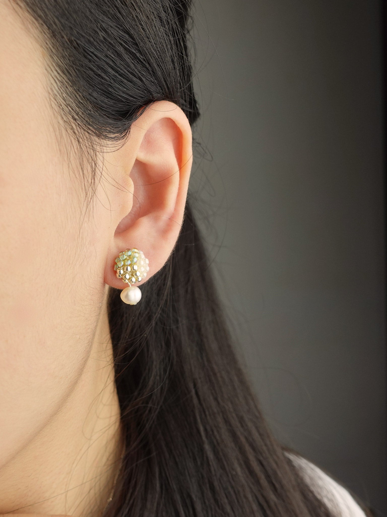 Phoebe Trio Earrings in Lime Green Model
