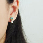 Phoebe Trio Earrings in Ocean Green Model