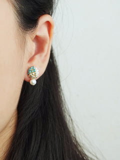 Phoebe Trio Earrings in Ocean Green Model