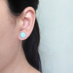 Prelude Petite Stud Earrings in Blue Model
