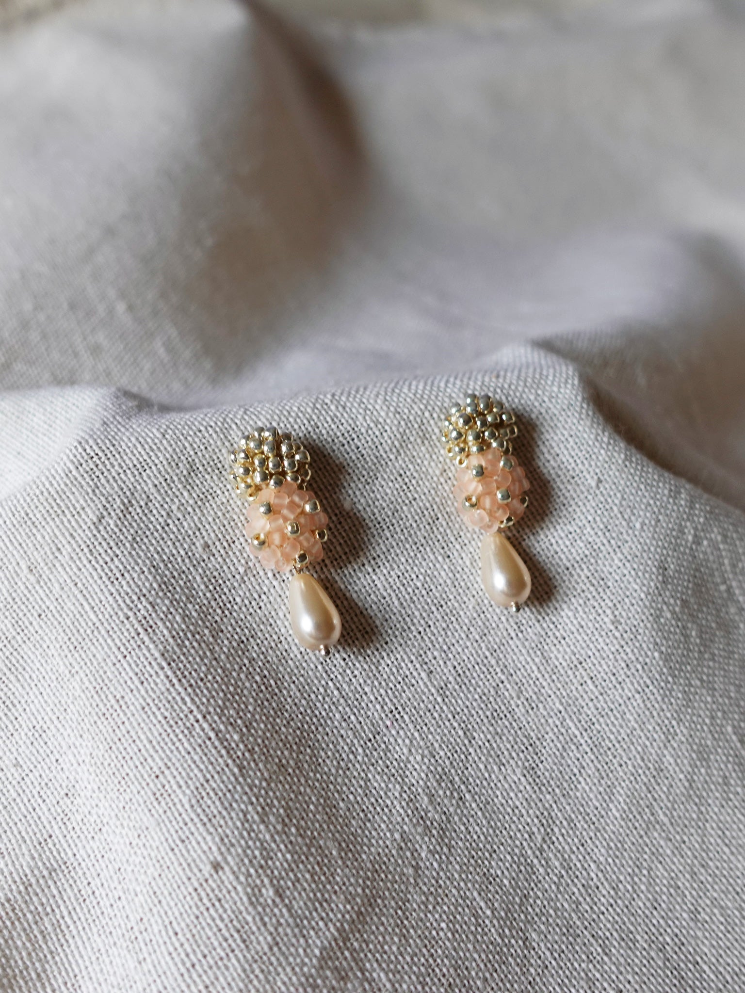 Rachel Teardrop Earrings in Peach Left