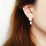 Rachel Teardrop Earrings in Peach Model