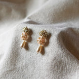 Rachel Teardrop Earrings in Peach Right