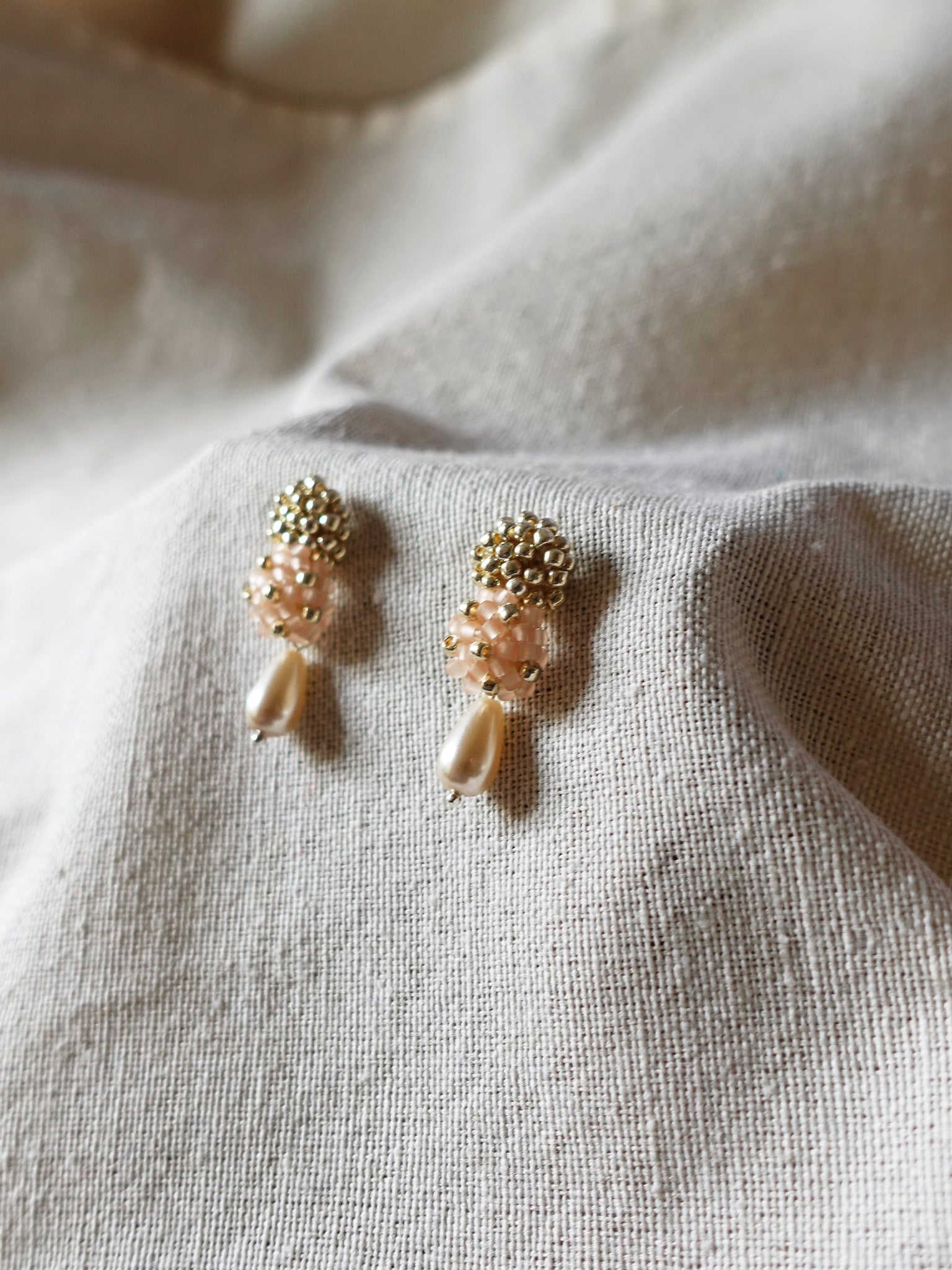 Rachel Teardrop Earrings in Peach Right