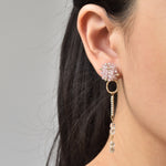 Radelle Quartz Mismatched Earrings in Purple Model