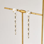 Raindrops Freshwater Pearl Chain Earrings Front